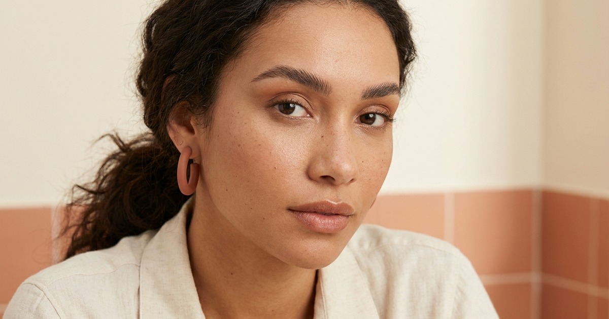 Retrato de beleza com sobrancelhas cheias, escovadas e naturais, inspirado nas tendências de 2026.